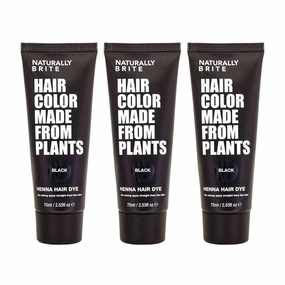 3x Naturally Brite Henna Hair Dye Black 75ml