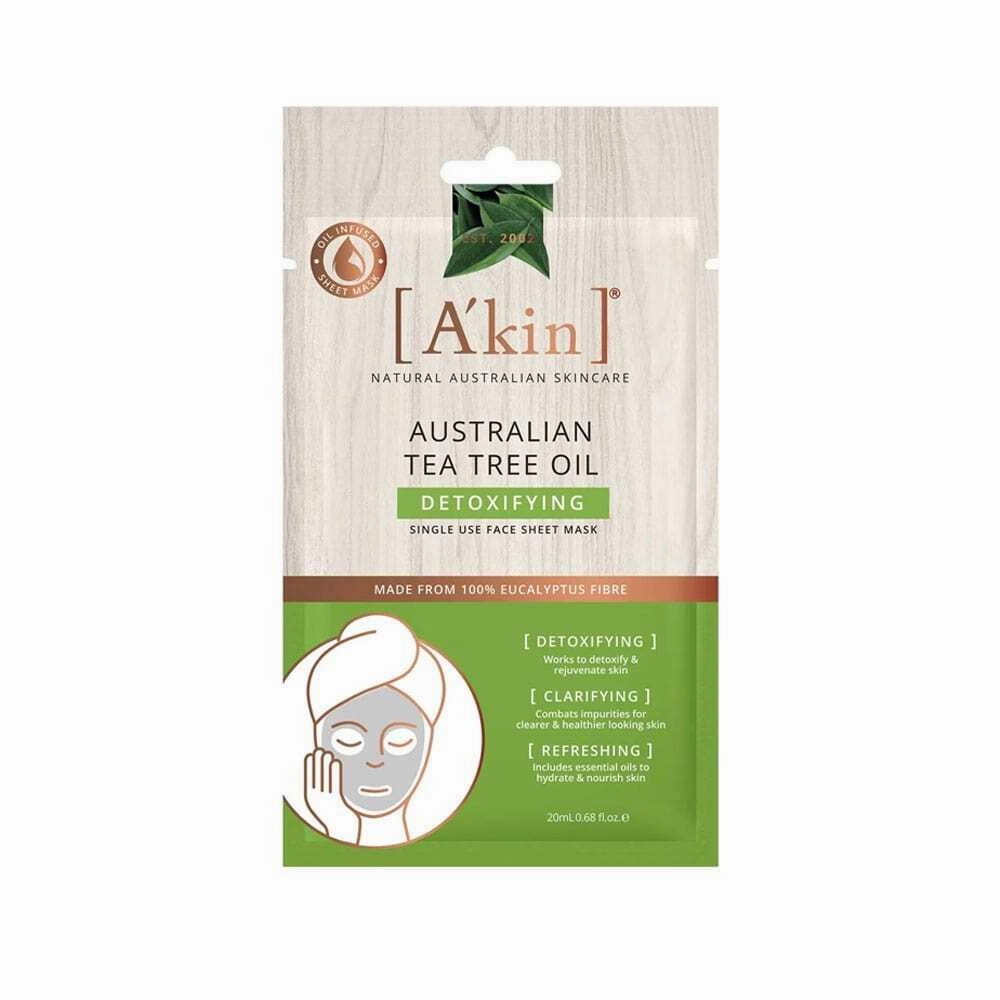 A'Kin Face Sheet Mask Detoxifying Australian Tea Tree Oil 20ml