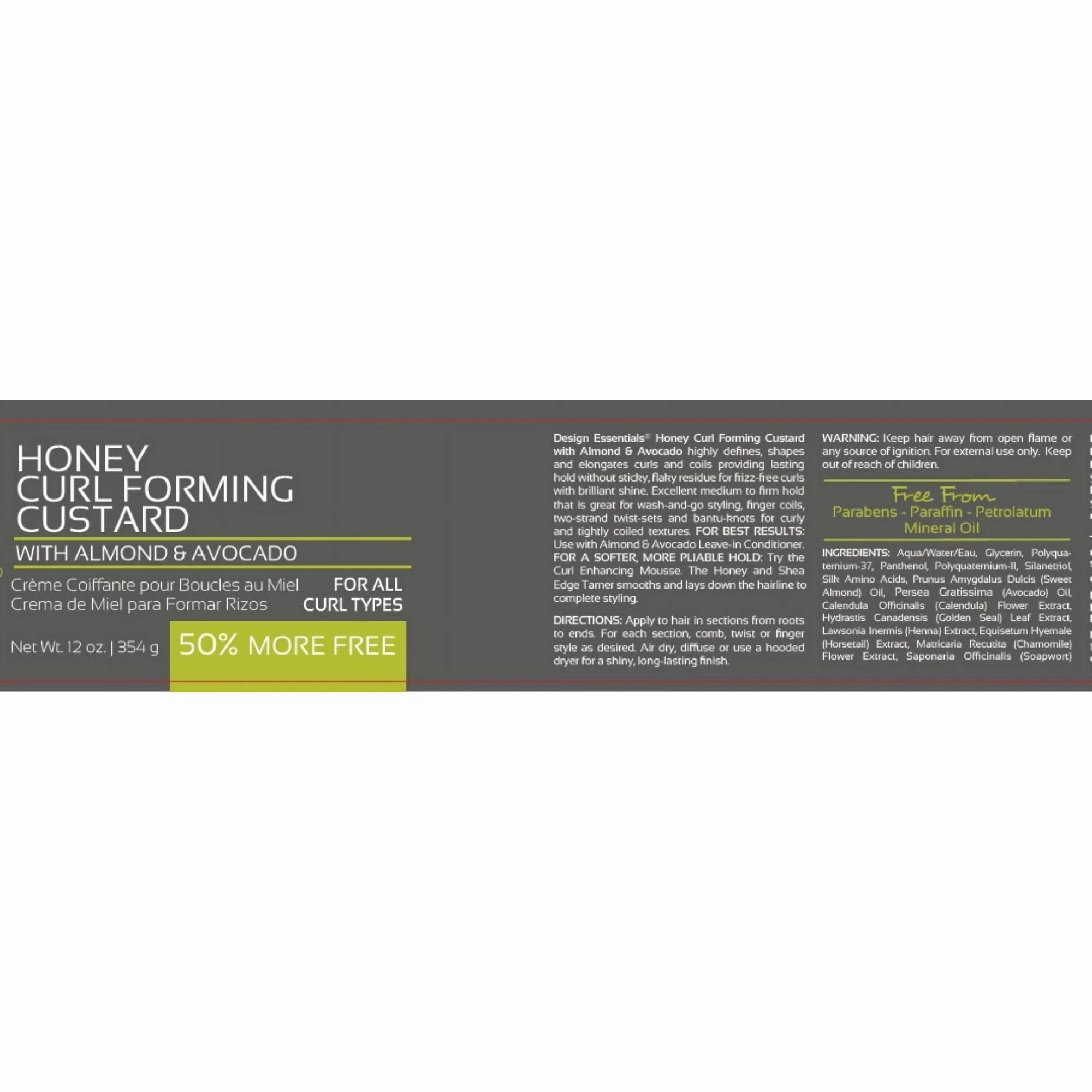 Design Essentials Almond & Avocado Honey Curl Forming Custard - 12 oz