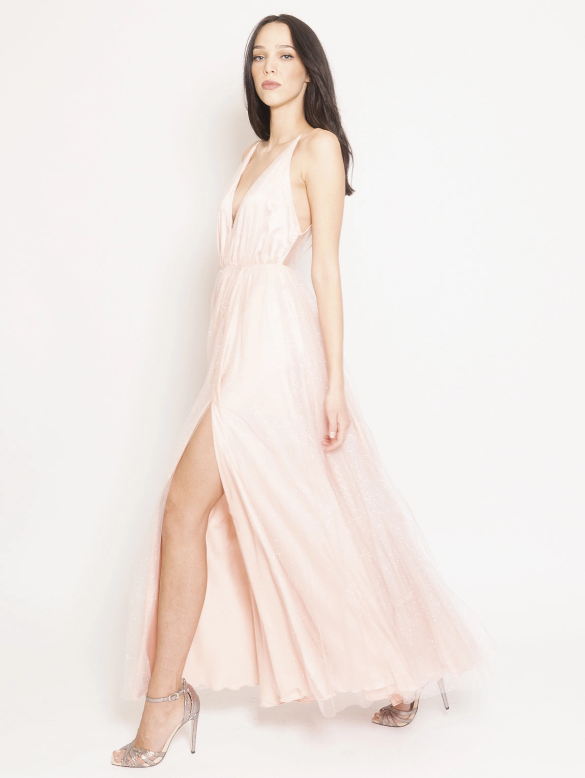 Long dress in pink Lurex