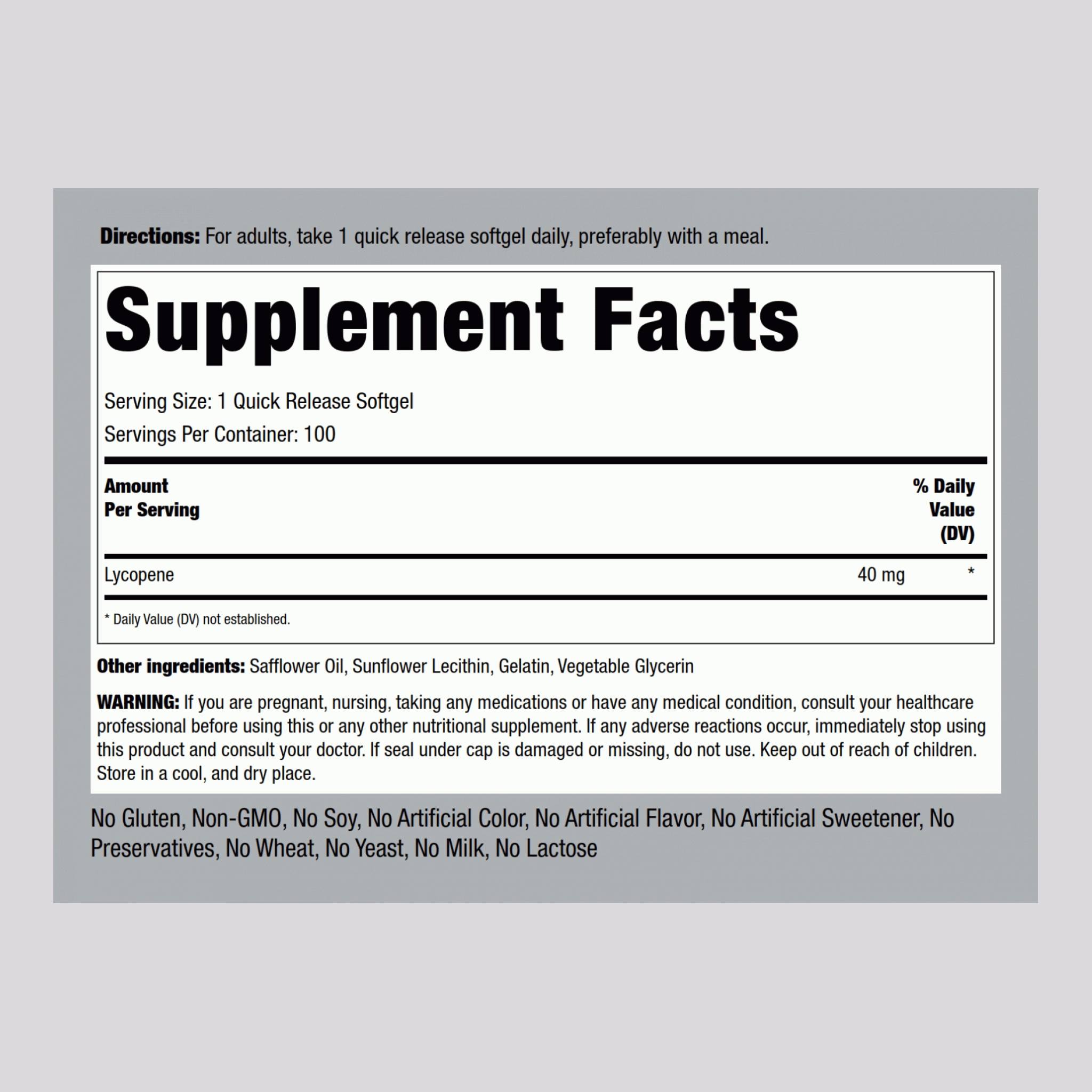 Lycopene, 40 mg, 100 Quick Release Softgels, 2  Bottles