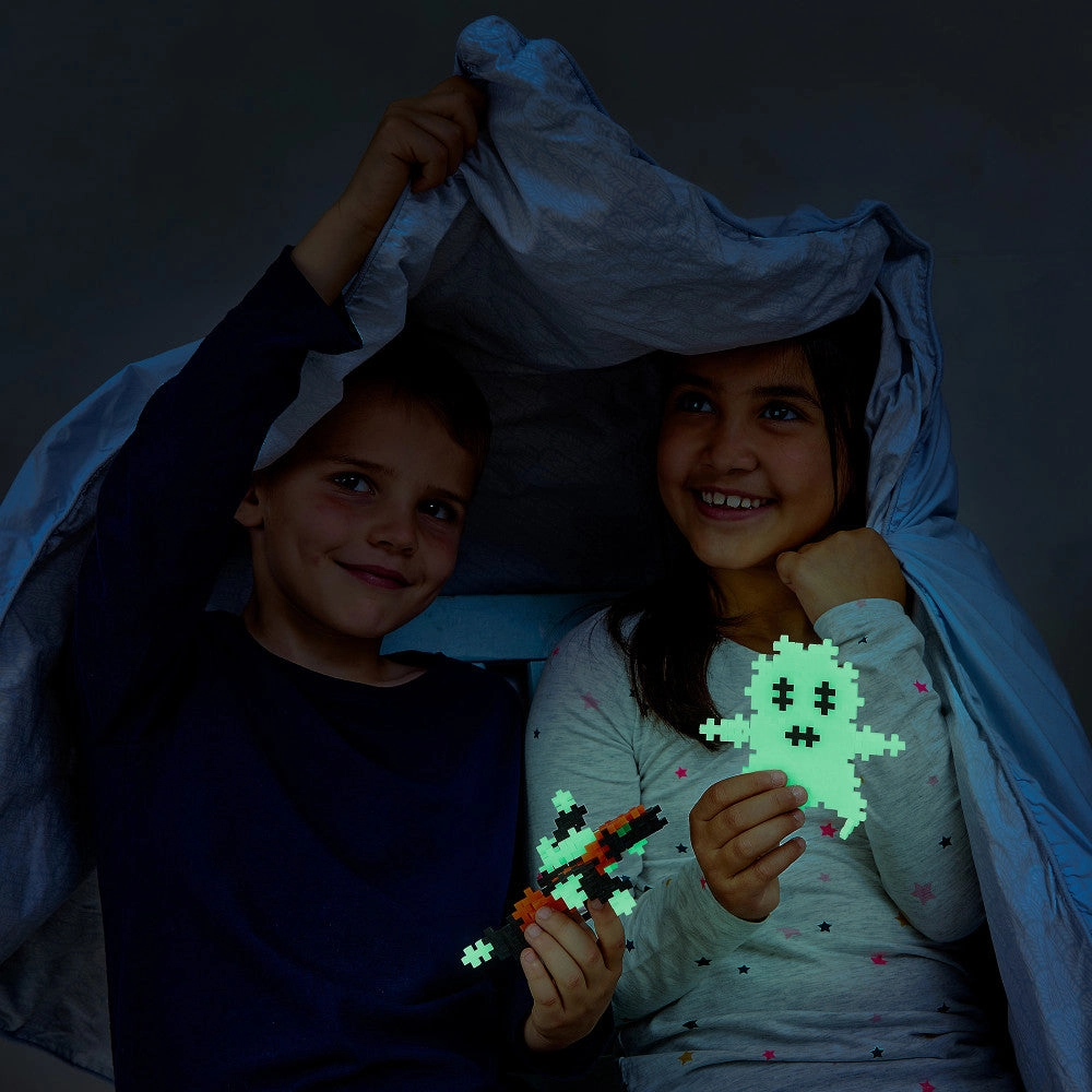 Plus-Plus Glow-In-The-Dark Mix Open Play Tube, 240 Pieces - Neon Colors
