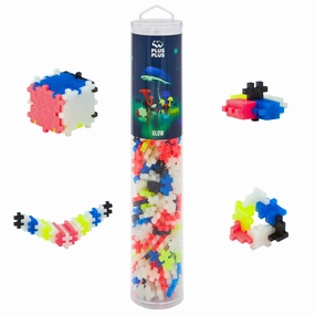 Plus-Plus Glow-In-The-Dark Mix Open Play Tube, 240 Pieces - Neon Colors