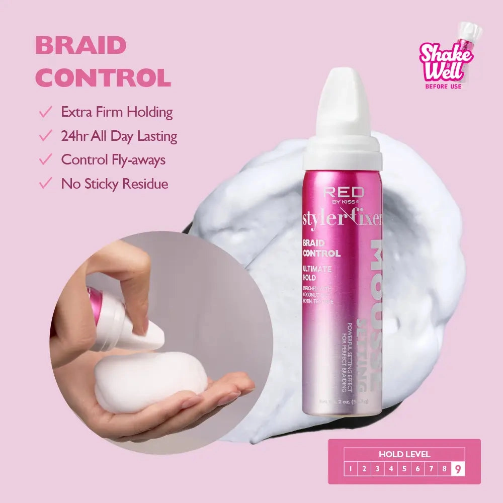 Red by Kiss Frizz Control Setting Mousse for Braid and Curls - Choose Size