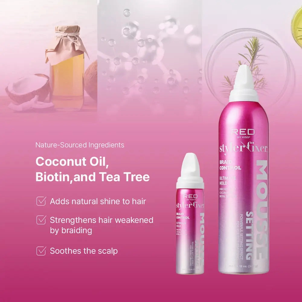 Red by Kiss Frizz Control Setting Mousse for Braid and Curls - Choose Size