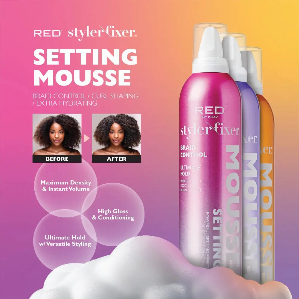 Red by Kiss Frizz Control Setting Mousse for Braid and Curls - Choose Size
