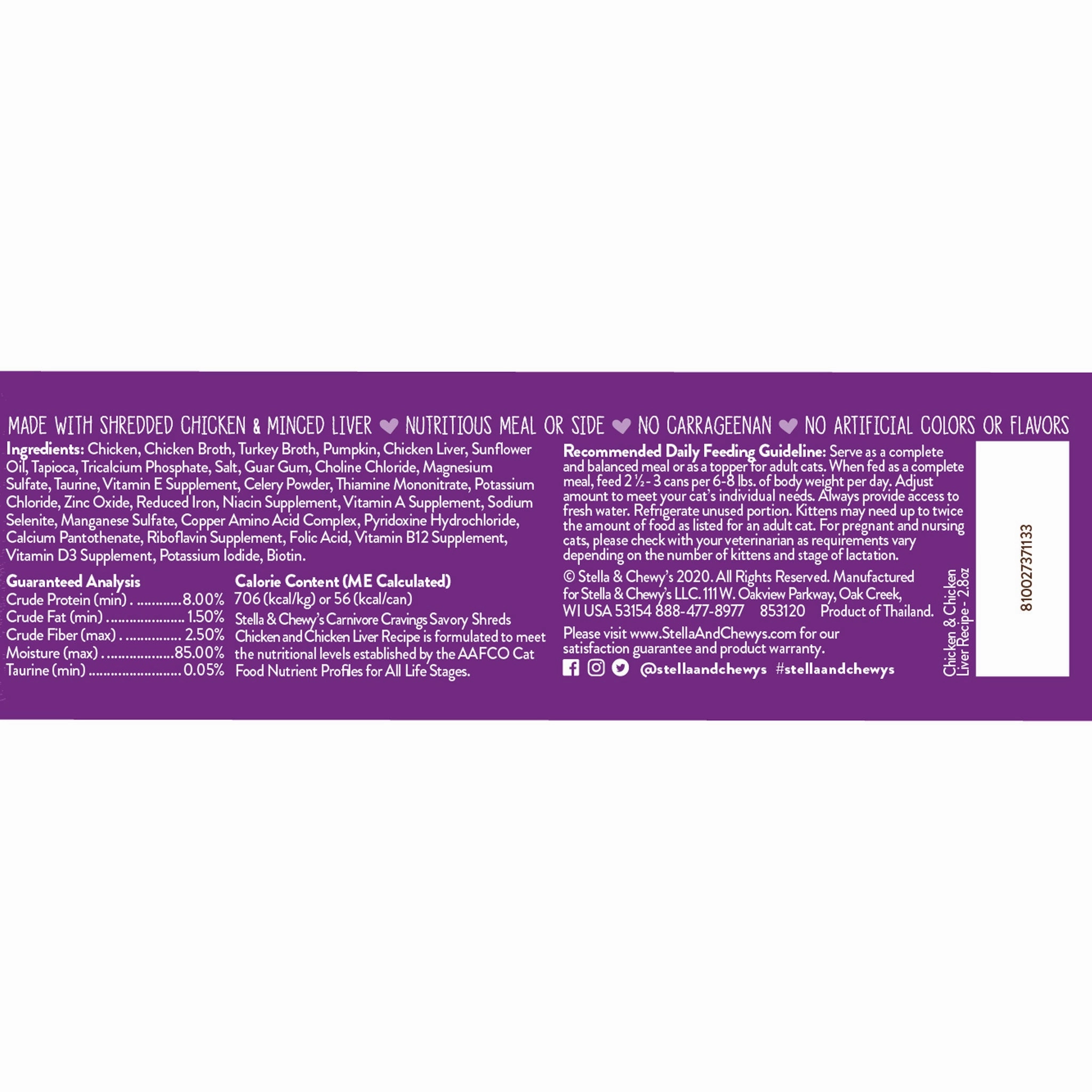 Stella & Chewy's Carnivore Cravings Savory Shreds Chicken and Chicken Liver Cat Food