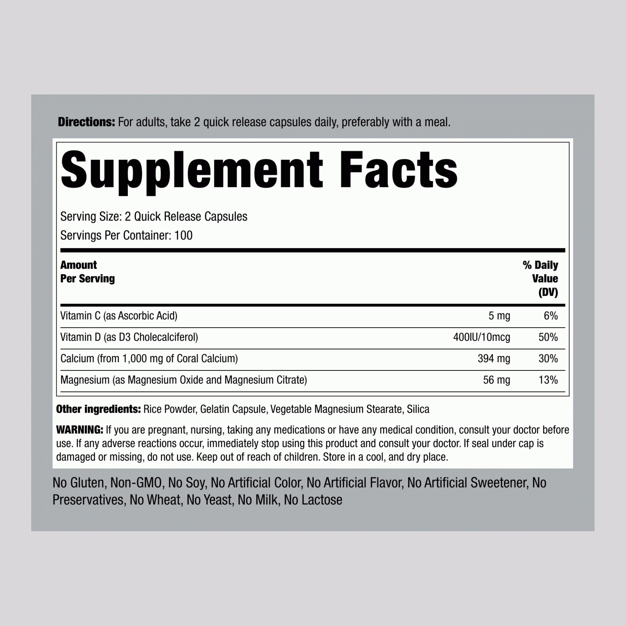 Ultra Coral Calcium Complex, 1000 mg, 200 Quick Release Capsules, 2  Bottles
