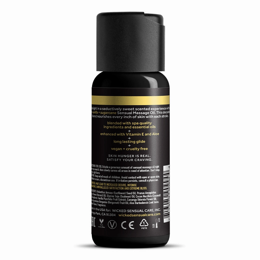 Wicked Vanilla   Sugarcane Sensual Vegan Massage Oil
